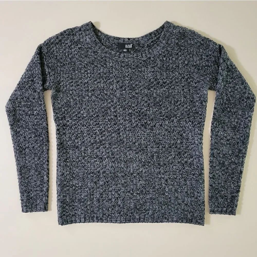 a.n.a. Women's Black Marled Crewneck Long Sleeve Pullover Sweater